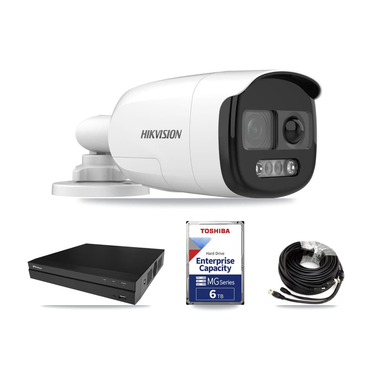 Hikvision & Prolux 8-Channel 5MP CCTV Kit — 5 DS-2CE12KF3T Bullet Cameras + 6TB Recording (PXD-5208AN Recorder) - Image 1
