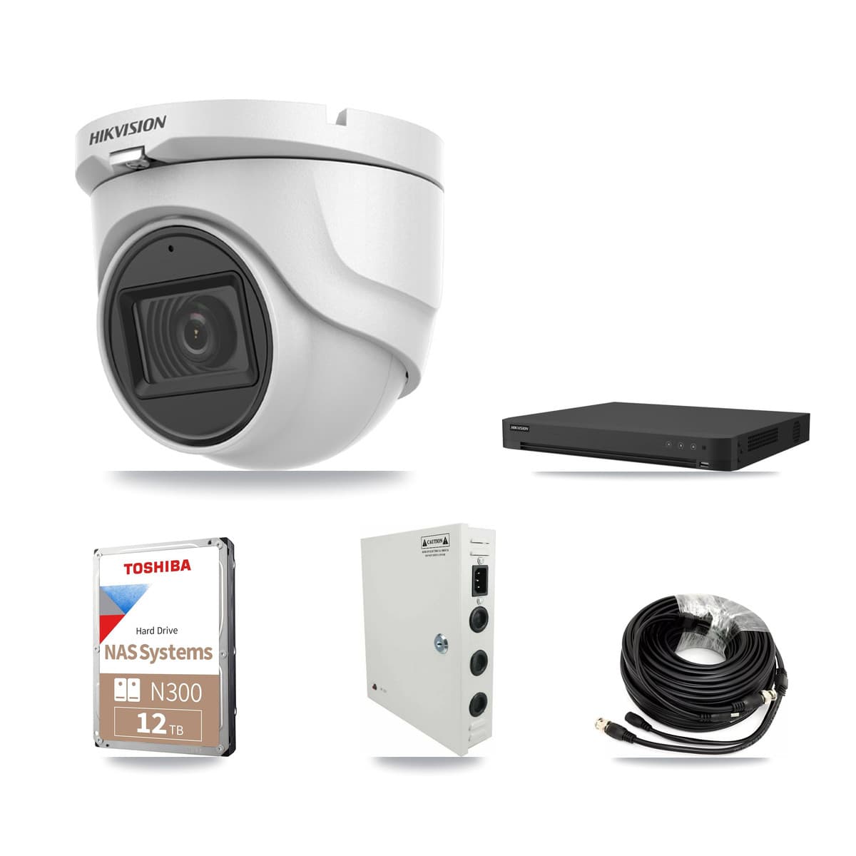 Hikvision 32-Channel 5MP CCTV Kit — 32 DS-2CE76H0T Turret Cameras + 2× 12TB Recording