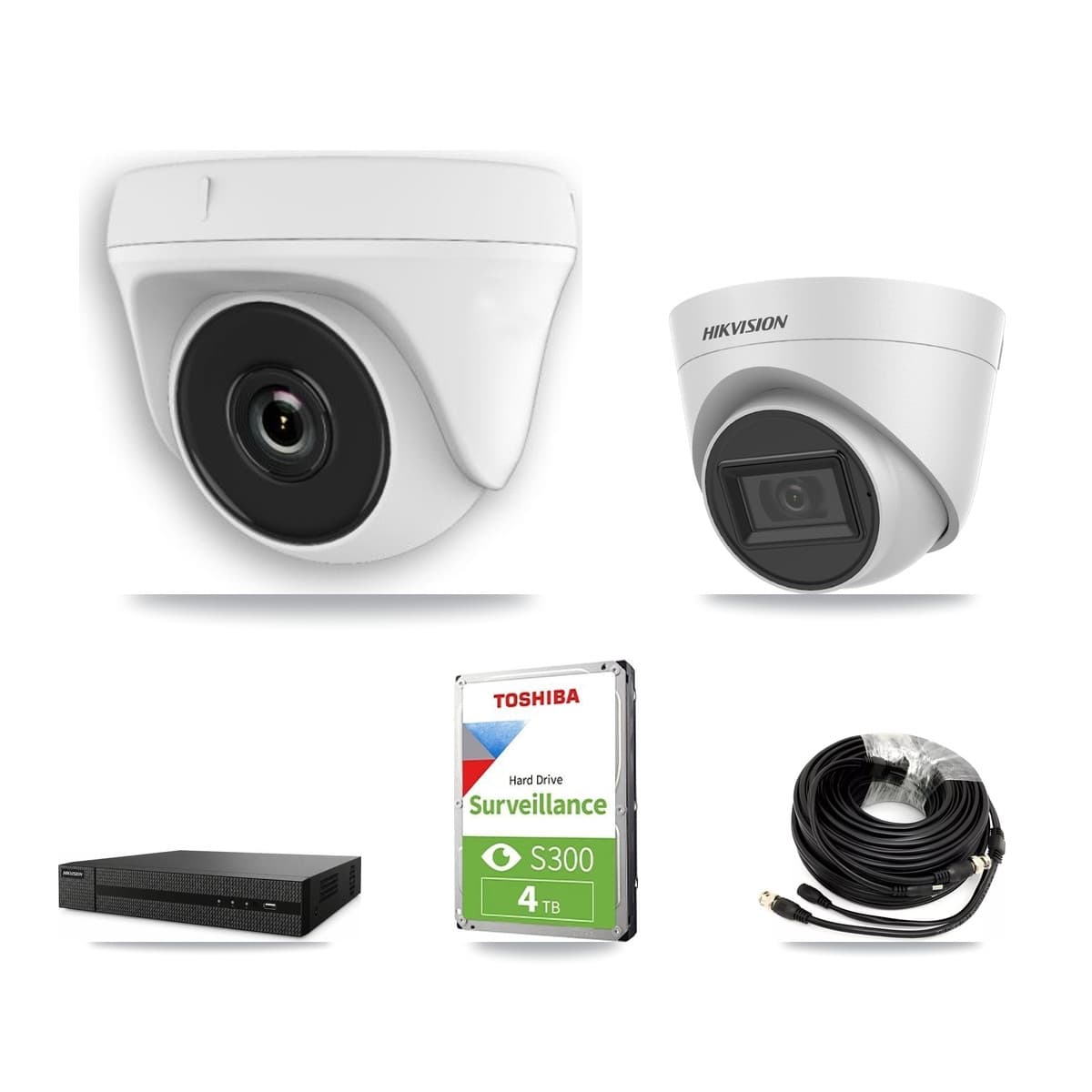 Hikvision 8-Channel 2MP – 5MP CCTV Kit — 1 White 5MP Turret + 7 White 2MP Dome Cameras + 4TB Recording