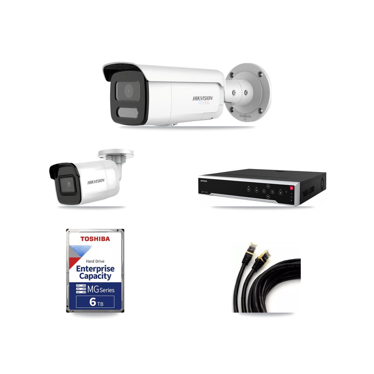Hikvision 32-Channel 4K CCTV Kit — 1 DS-2CD2085G1 + 6 DS-2CD2T87G2H Bullet Cameras + 3× 6TB Recording