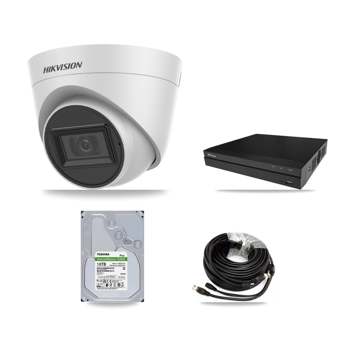 Hikvision & Prolux 8-Channel 5MP CCTV Kit — 7 White Turret Cameras + 10TB Recording (PXD-5208AN Recorder) - Image 1