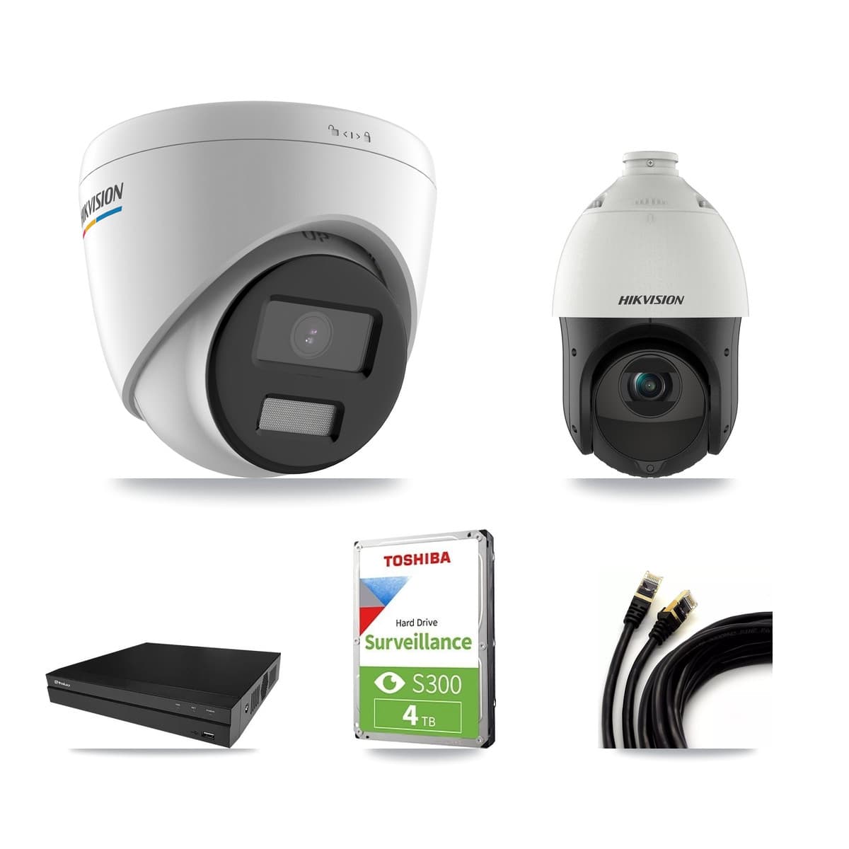 Hikvision & Prolux 8-Channel 2MP – 4MP CCTV Kit — 2 2MP Turret + 2 4MP PTZ Cameras + 4TB Recording - Image 1