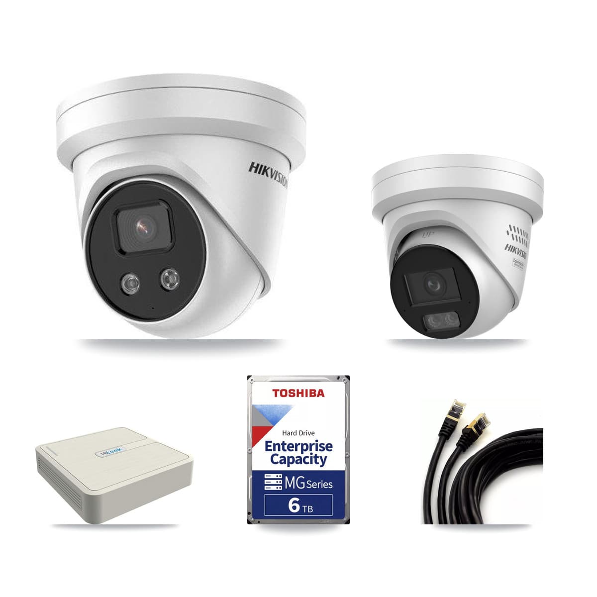 Hikvision & HiLook 8-Channel 4MP – 5MP CCTV Kit — 1 4MP + 7 5MP Turret Cameras + 6TB Recording