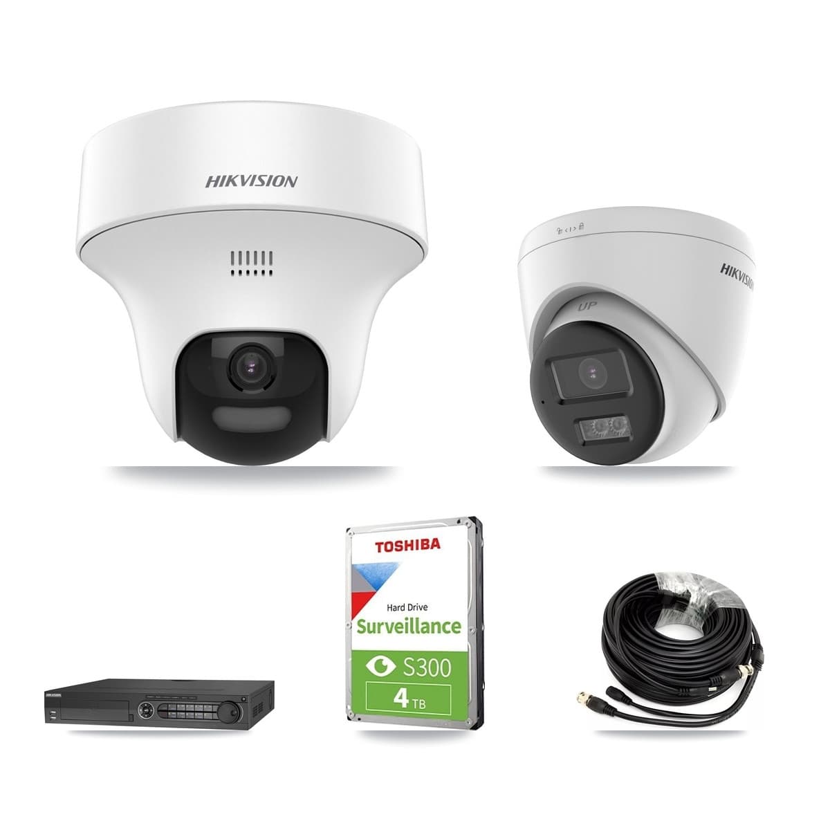 Hikvision 32-Channel 5MP CCTV Kit — 1 DS-2CE70K0T-PTLTS + 1 DS-2CE78K0T-LTS Turret Cameras + 4TB Recording (DS-7332HQHI-K4 Recorder)