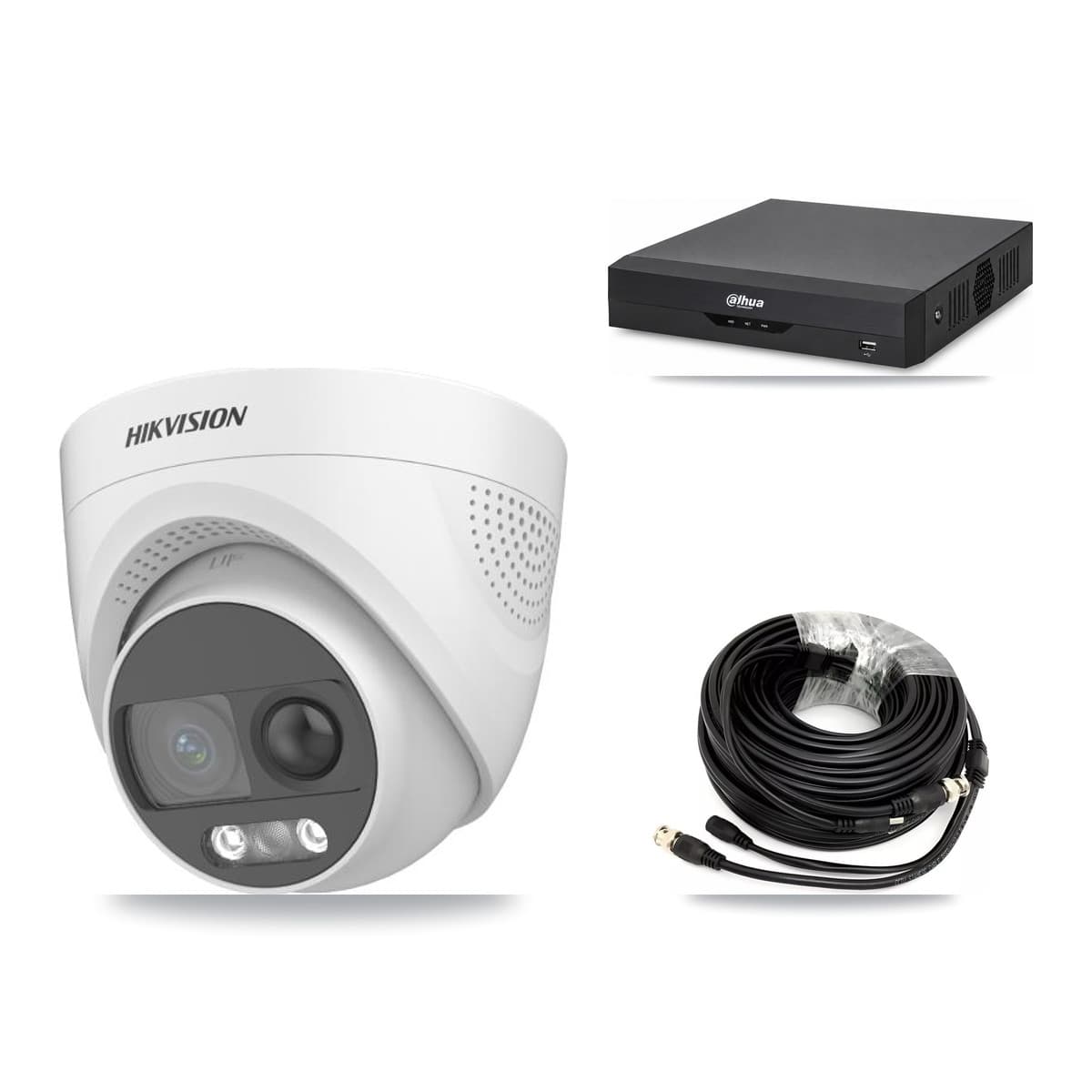 Hikvision & Dahua 4-Channel 5MP CCTV Kit — 2 DS-2CE72KF3T Turret Cameras + 3TB Recording - Image 1
