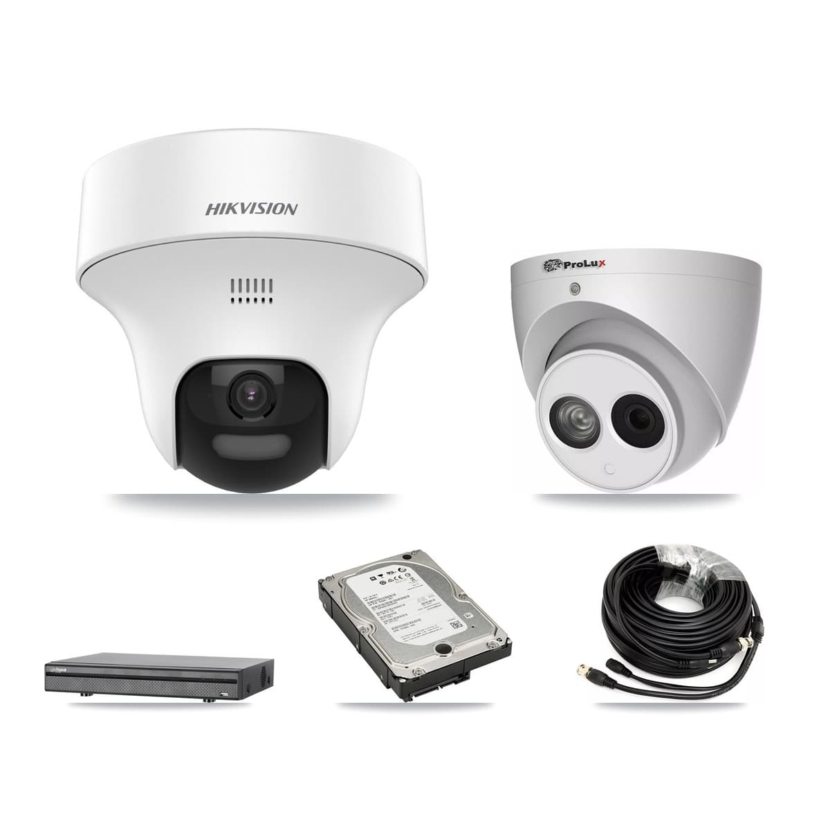 8-Channel 4MP – 5MP CCTV Kit — 3 DS-2CE70K0T 5MP + 1 PXC-612C4W-A 4MP Turret Cameras + 5TB Recording (DH-XVR5108H Recorder) - Image 1