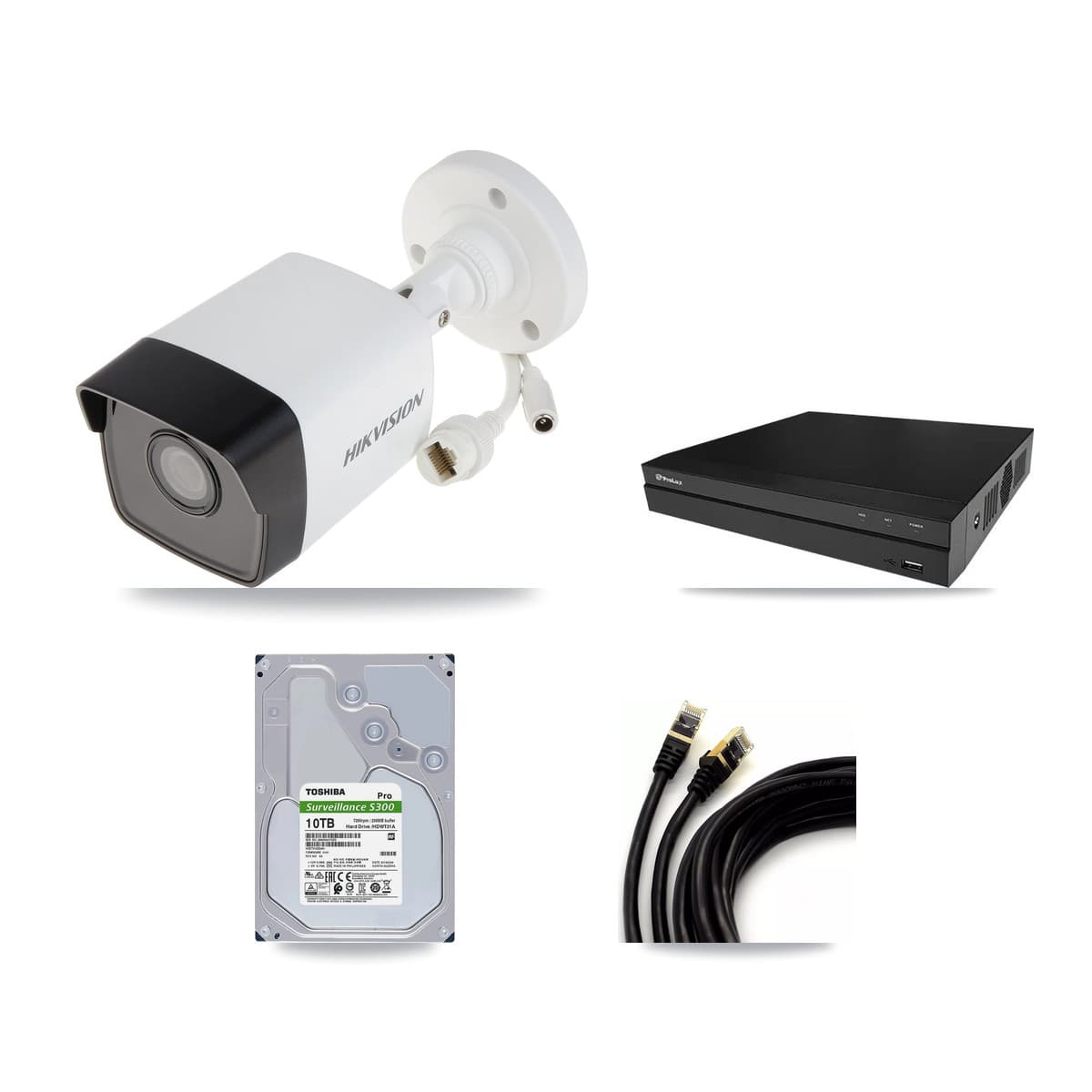 Hikvision & Prolux 8-Channel 5MP CCTV Kit — 8 DS-2CD1053G0 Bullet Cameras + 10TB Recording