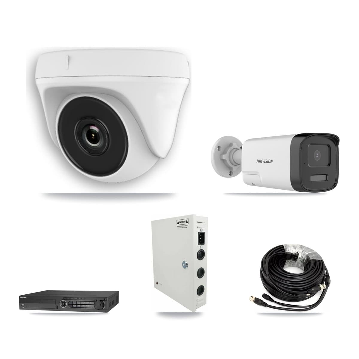 Hikvision 32-Channel 2MP – 5MP CCTV Kit — 6 5MP Bullet + 12 White 2MP Dome Cameras + 2× 8TB Recording (DS-7332HQHI Recorder)