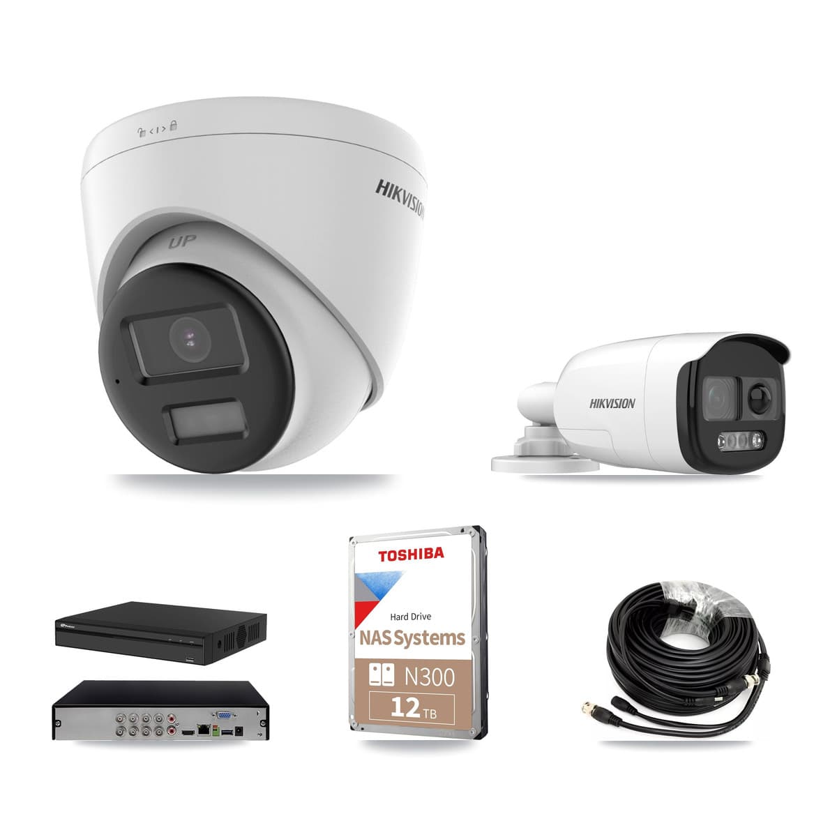 Hikvision & Prolux 8-Channel 5MP – 4K CCTV Kit — 1 DS-2CE12KF3T 5MP Bullet + 4 DS-2CE78U0T 4K Turret Cameras + 12TB Recording - Image 1