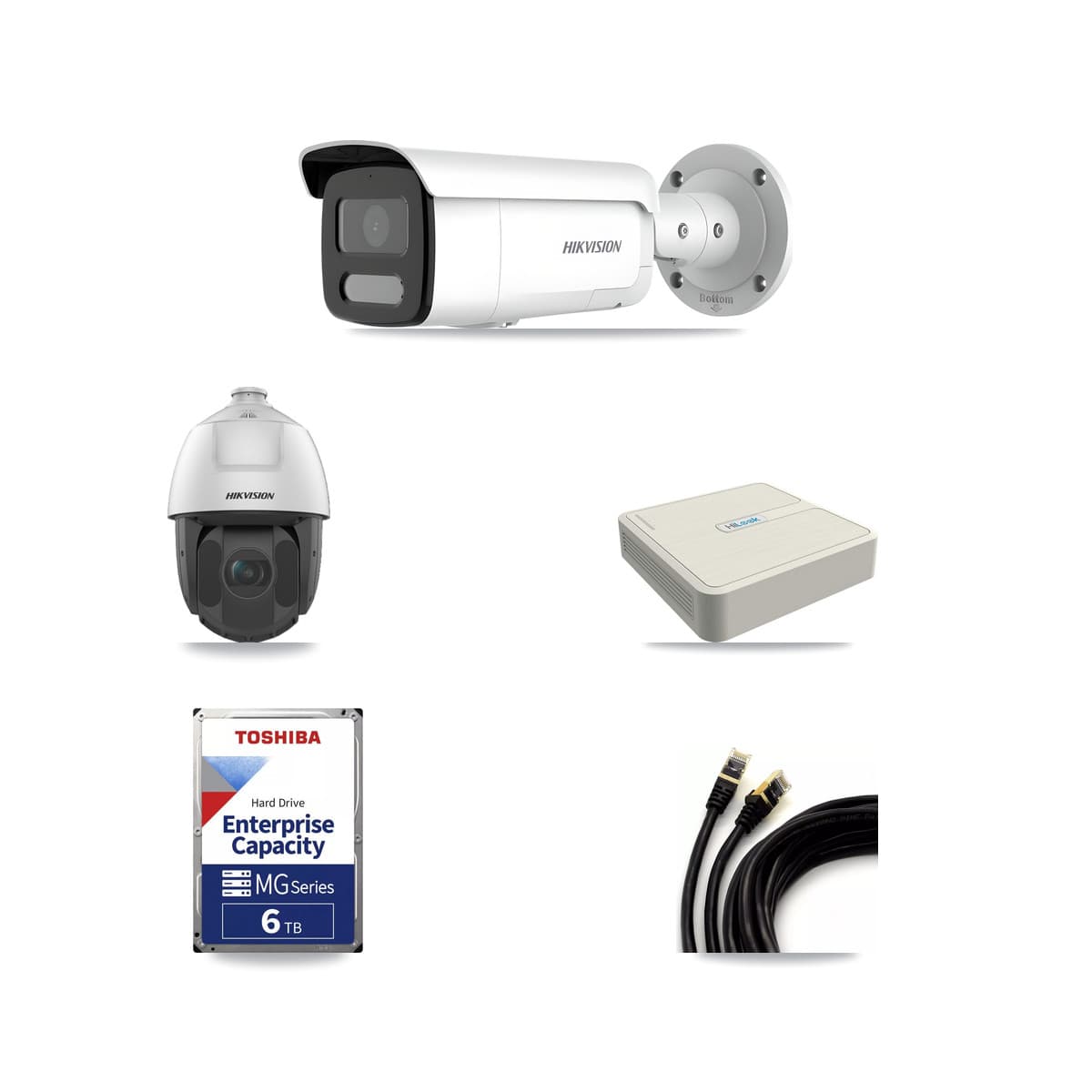 Hikvision & HiLook 8-Channel 2MP – 4MP CCTV Kit — 5 4MP Bullet + 1 2MP PTZ Cameras + 6TB Recording (NVR-108H-D Recorder) - Image 1