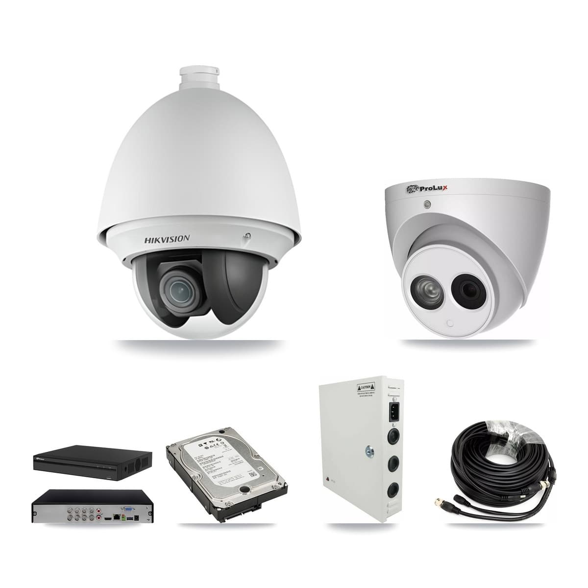Hikvision & Prolux 8-Channel 2MP – 4MP CCTV Kit — 5 2MP PTZ + 1 4MP Turret Cameras + 5TB Recording (PXD-5108HS Recorder) - Image 1