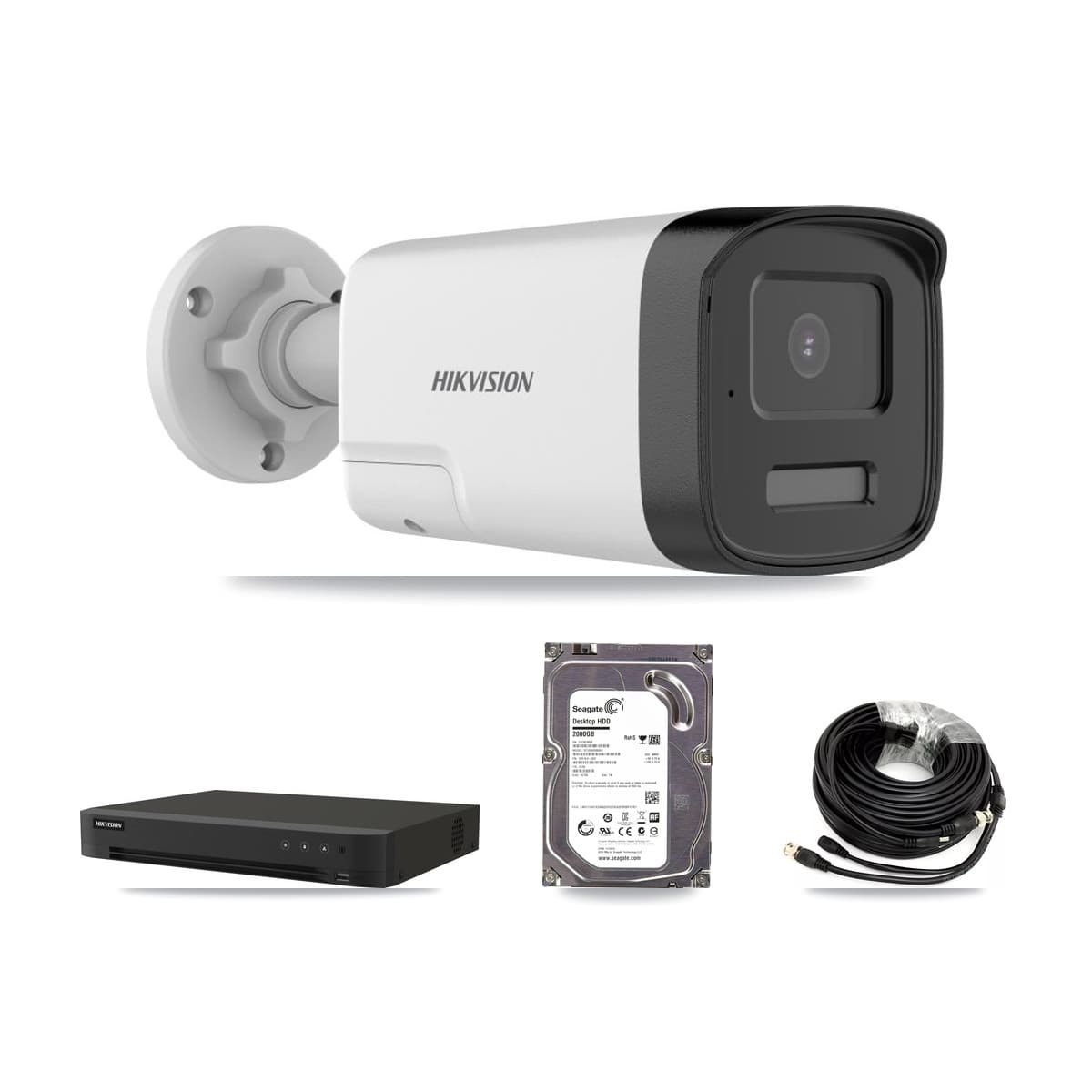 Hikvision 8-Channel 5MP CCTV Kit — 1 DS-2CE17K0T-LXTS Bullet Camera + 2TB Recording (IDS-7208HUHI-M1/XT Recorder)