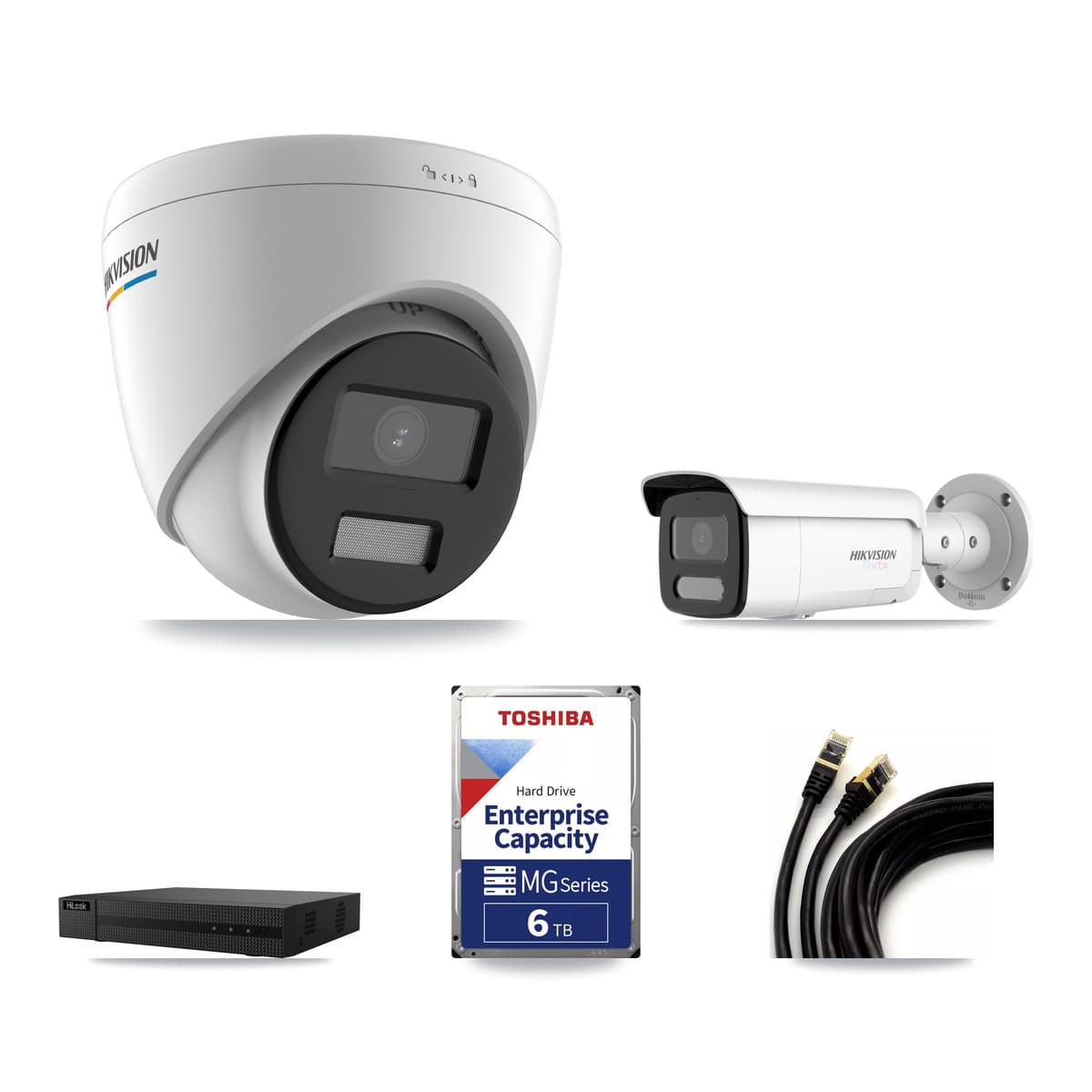Hikvision & HiLook 8-Channel 2MP – 4K CCTV Kit — 7 2MP Turret + 1 4K Bullet Cameras + 6TB Recording - Image 1