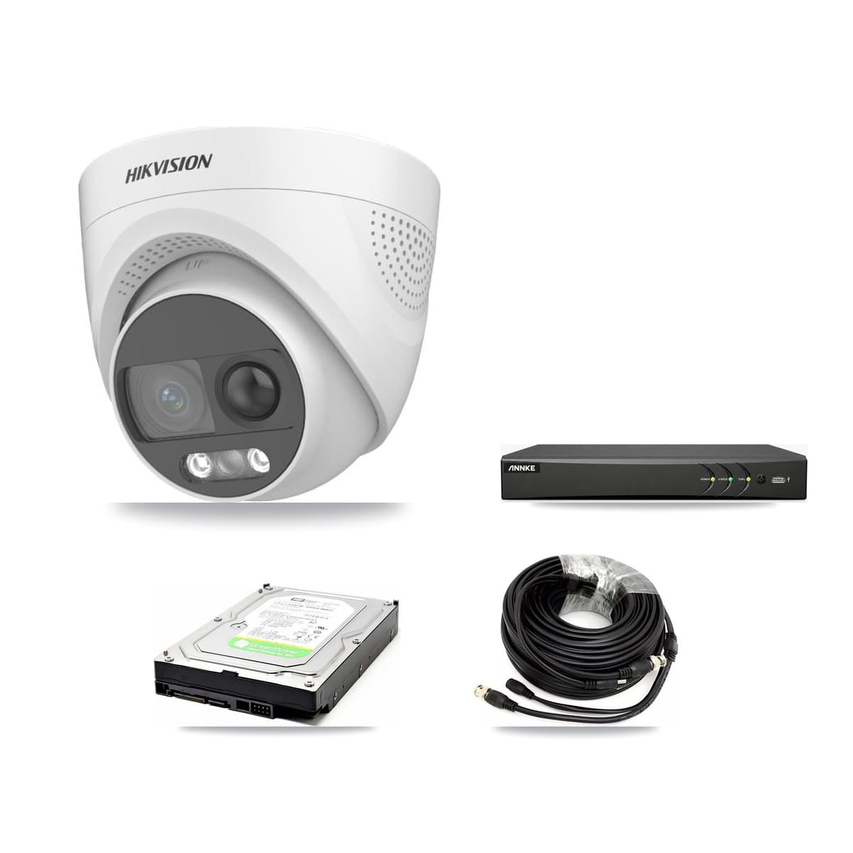 Hikvision & ANNKE 4-Channel 5MP CCTV Kit — 1 DS-2CE72KF3T Turret Camera + 1TB Recording