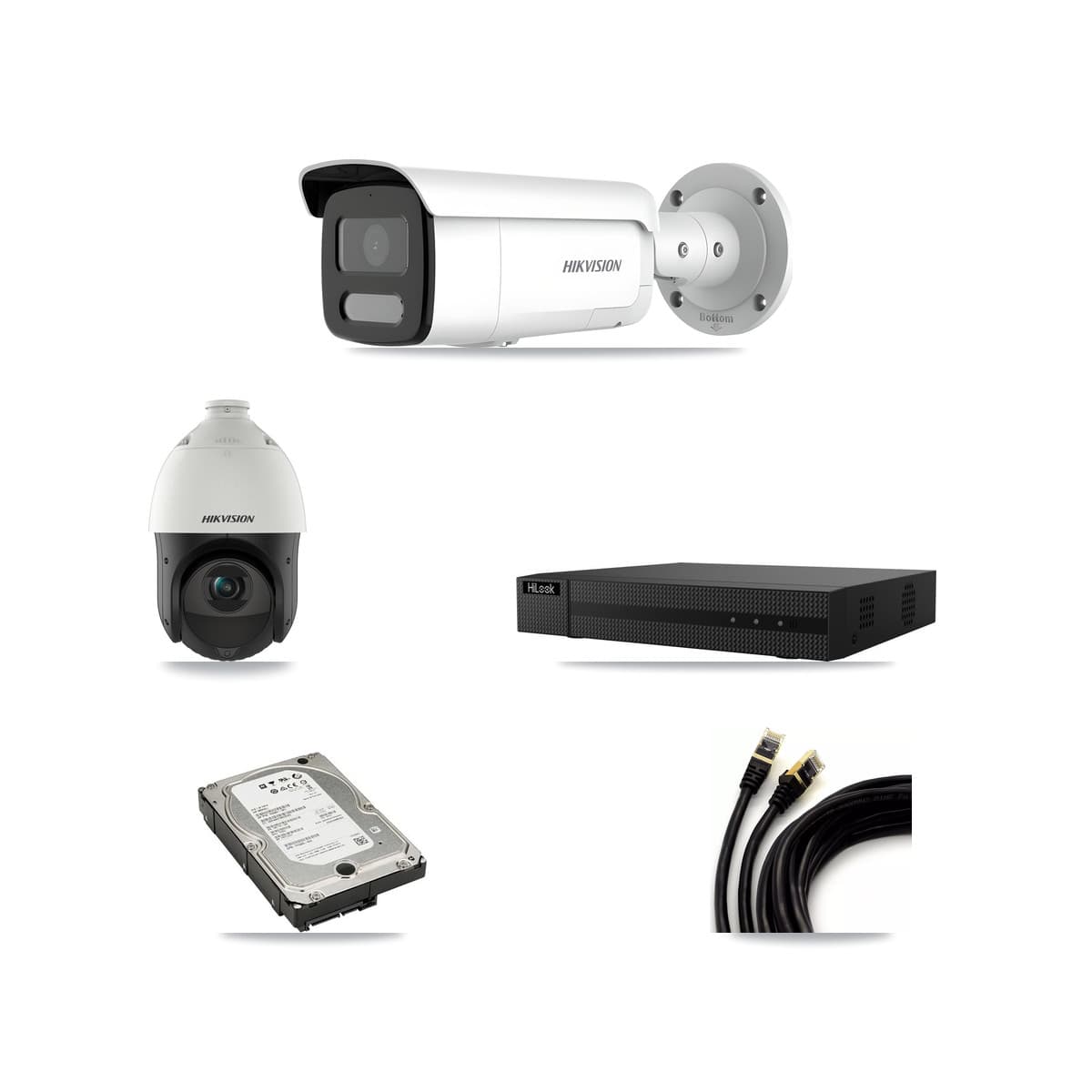Hikvision & HiLook 8-Channel 4MP CCTV Kit — 3 Bullet + 1 PTZ Cameras + 5TB Recording (NVR-108MH-D Recorder) - Image 1