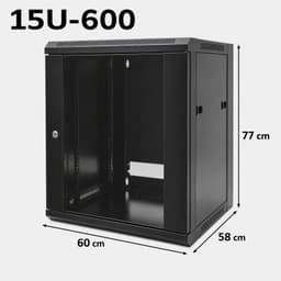 15U 19" Wall Server Rack - Black Network Cabinet (770x600mm)