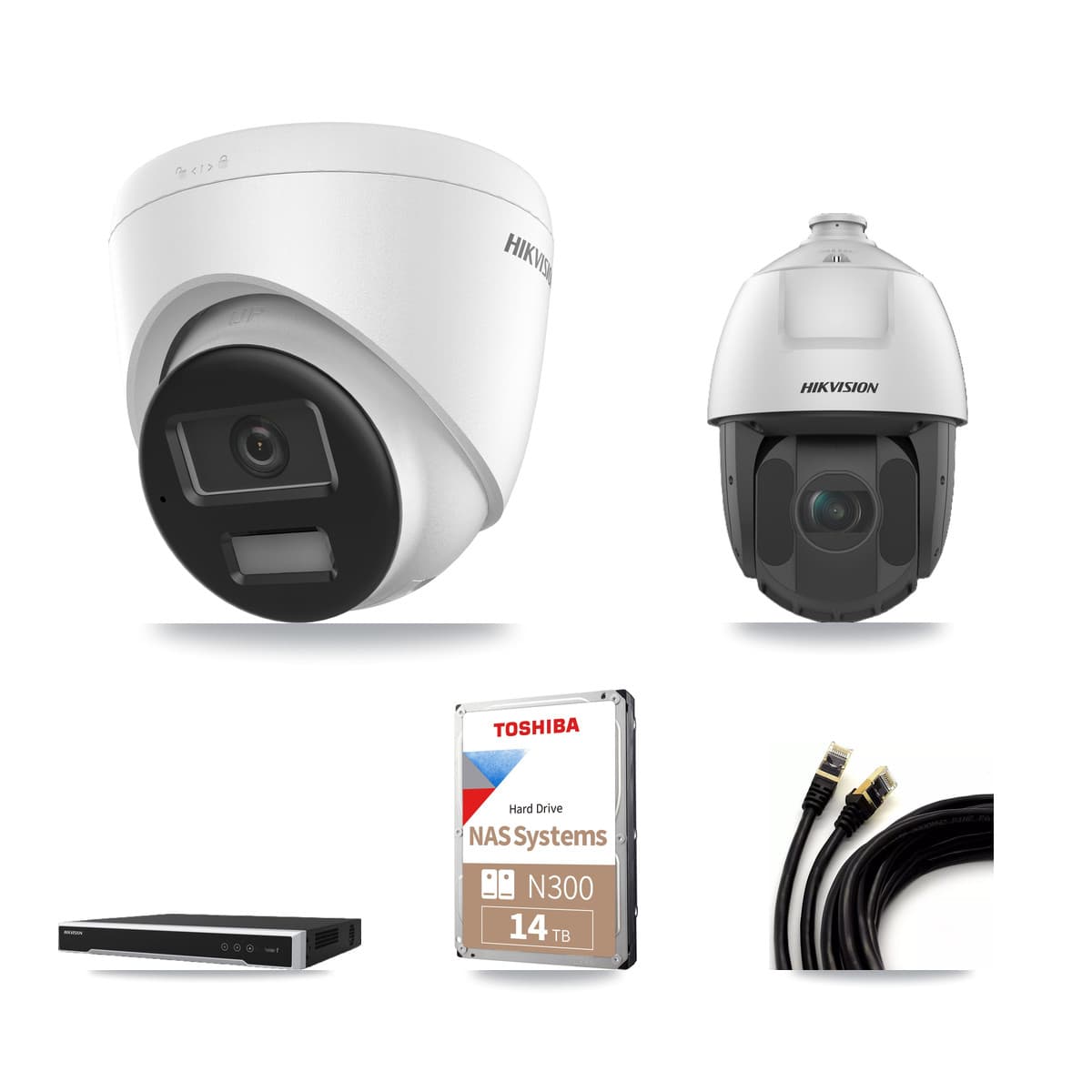 Hikvision 16-Channel 2MP – 4K CCTV Kit — 6 4K Turret + 1 2MP PTZ Cameras + 14TB Recording