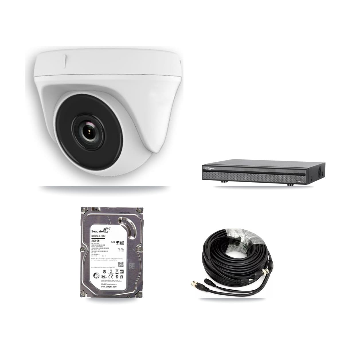 Dahua 8-Channel 2MP CCTV Kit — 3 White Dome Cameras + 2TB Recording (DH-XVR5108H Recorder)