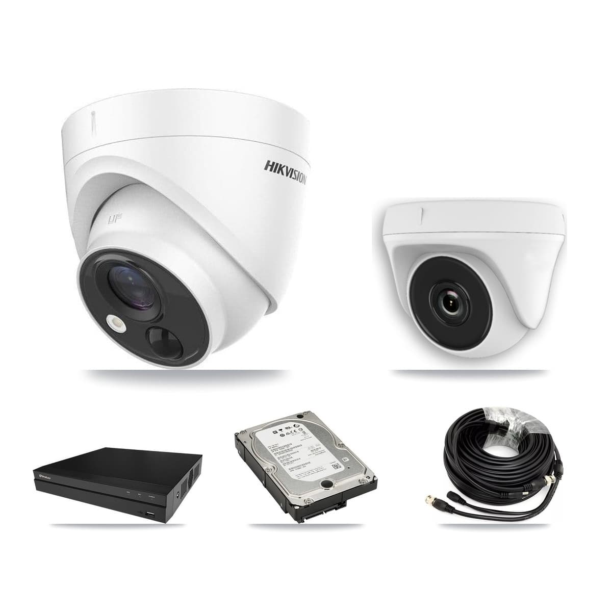 Hikvision & Prolux 8-Channel 2MP – 5MP CCTV Kit — 3 5MP Turret + 1 White 2MP Dome Cameras + 5TB Recording (PXD-5208AN Recorder) - Image 1