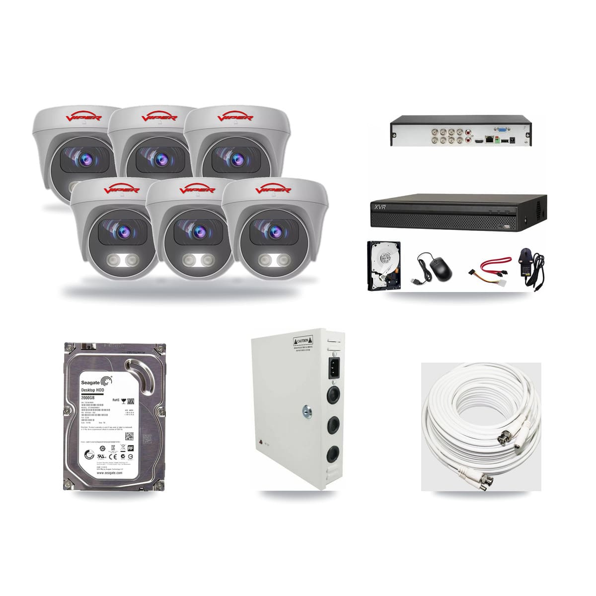 Dahua 8-channel CCTV kit: 6 cameras (6× 5MP Camera), 2TB hard drive