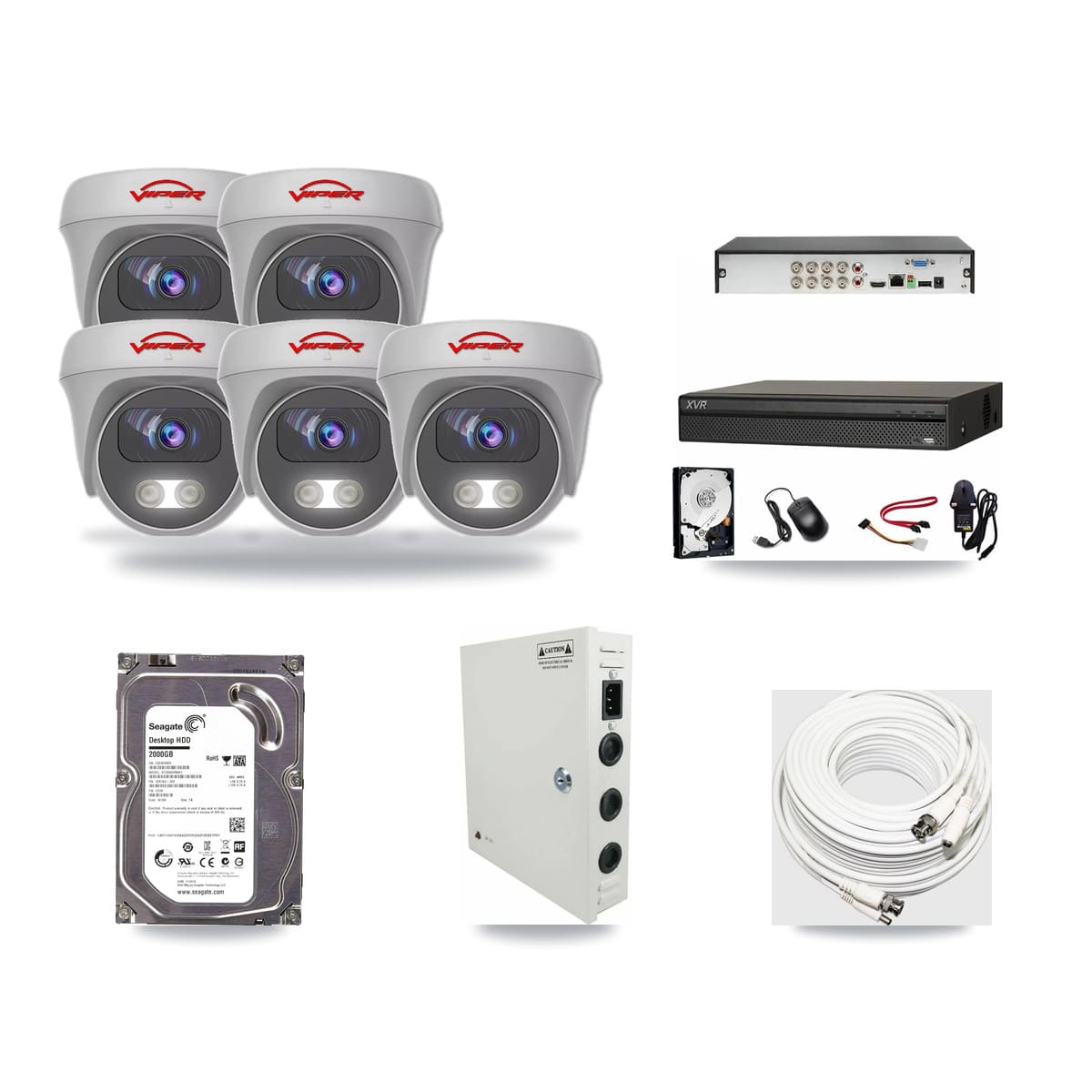 Dahua 8-channel CCTV kit: 5 cameras (5× 5MP Camera), 2TB hard drive