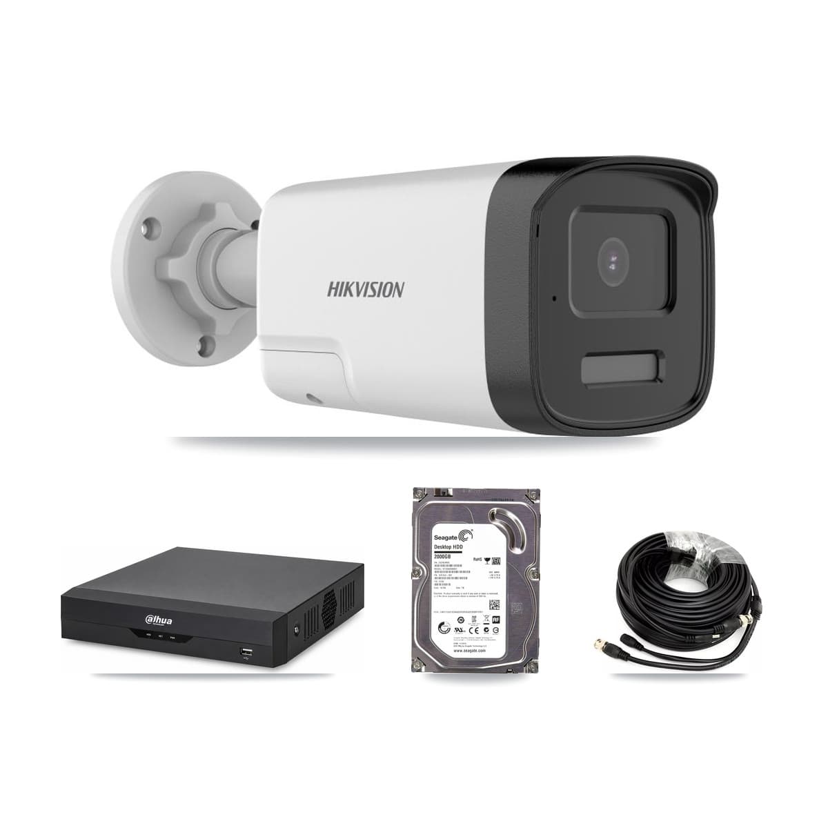 Hikvision & Dahua 4-Channel 5MP CCTV Kit — 1 DS-2CE17K0T Bullet Camera + 2TB Recording