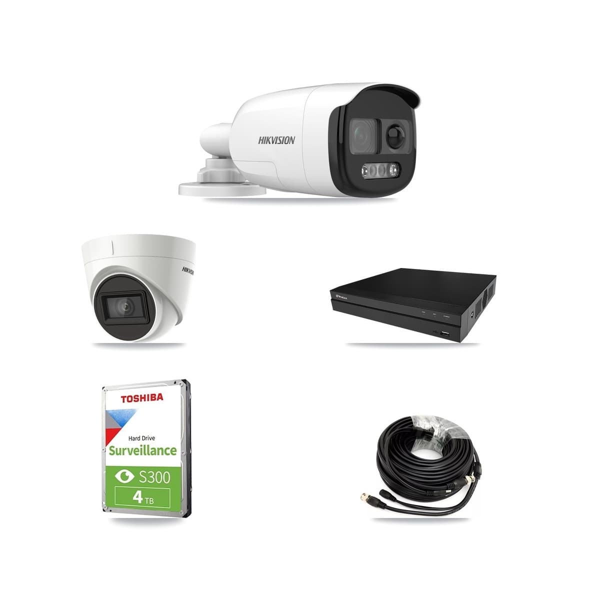 Hikvision & Prolux 8-Channel 5MP – 4K CCTV Kit — 1 DS-2CE12KF3T 5MP Bullet + 1 DS-2CE78U1T 4K Turret Cameras + 4TB Recording (PXD-5208AN Recorder) - Image 1