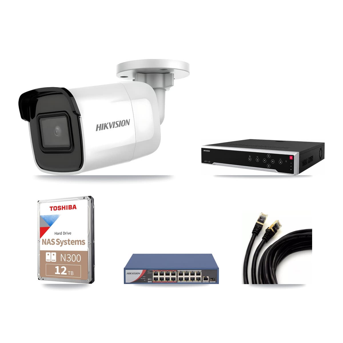 Hikvision 32-Channel 4K CCTV Kit — 32 Bullet Cameras + 3× 12TB Recording