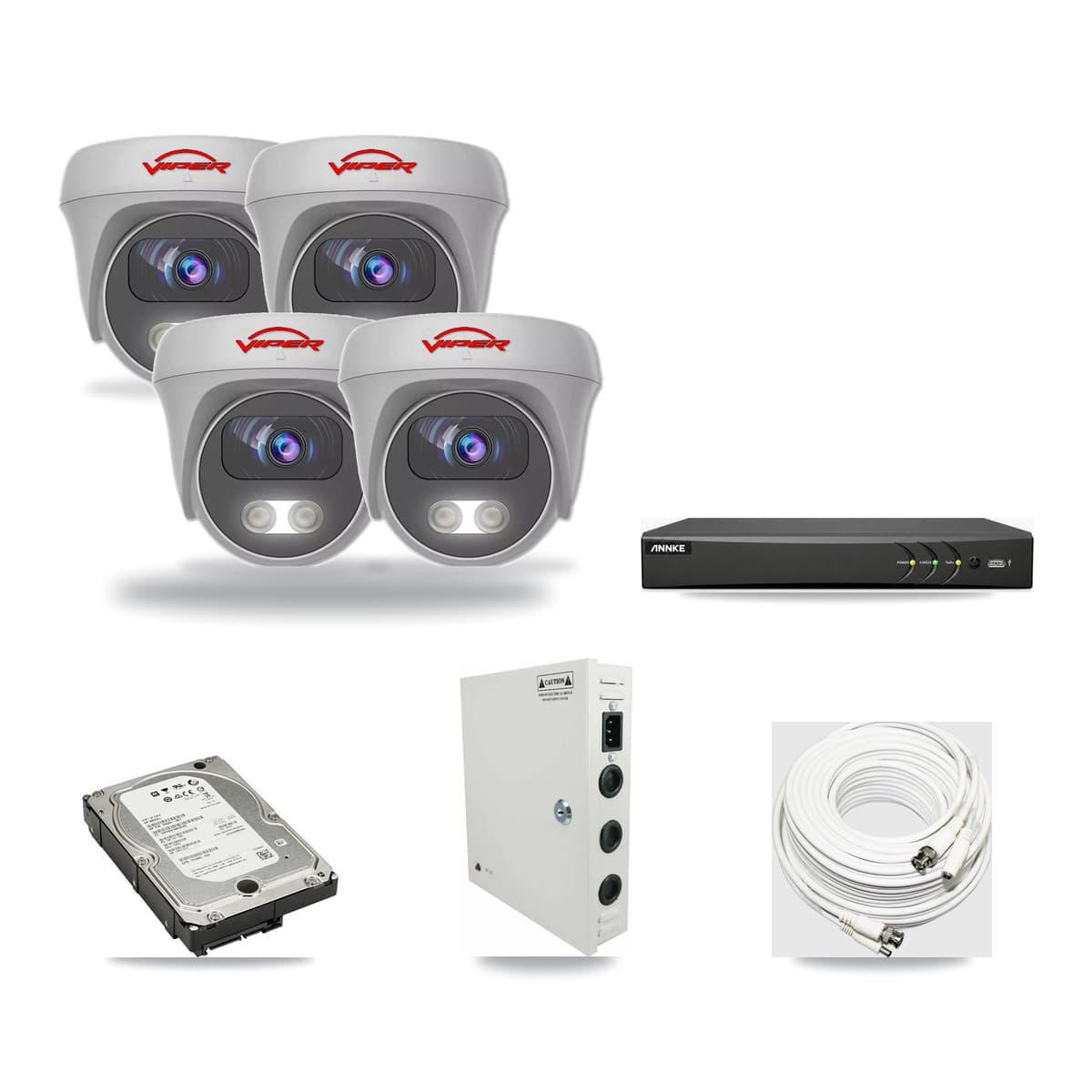 Viper & ANNKE 4-Channel 5MP CCTV Kit — 4 Cameras + 5TB Recording - Image 1