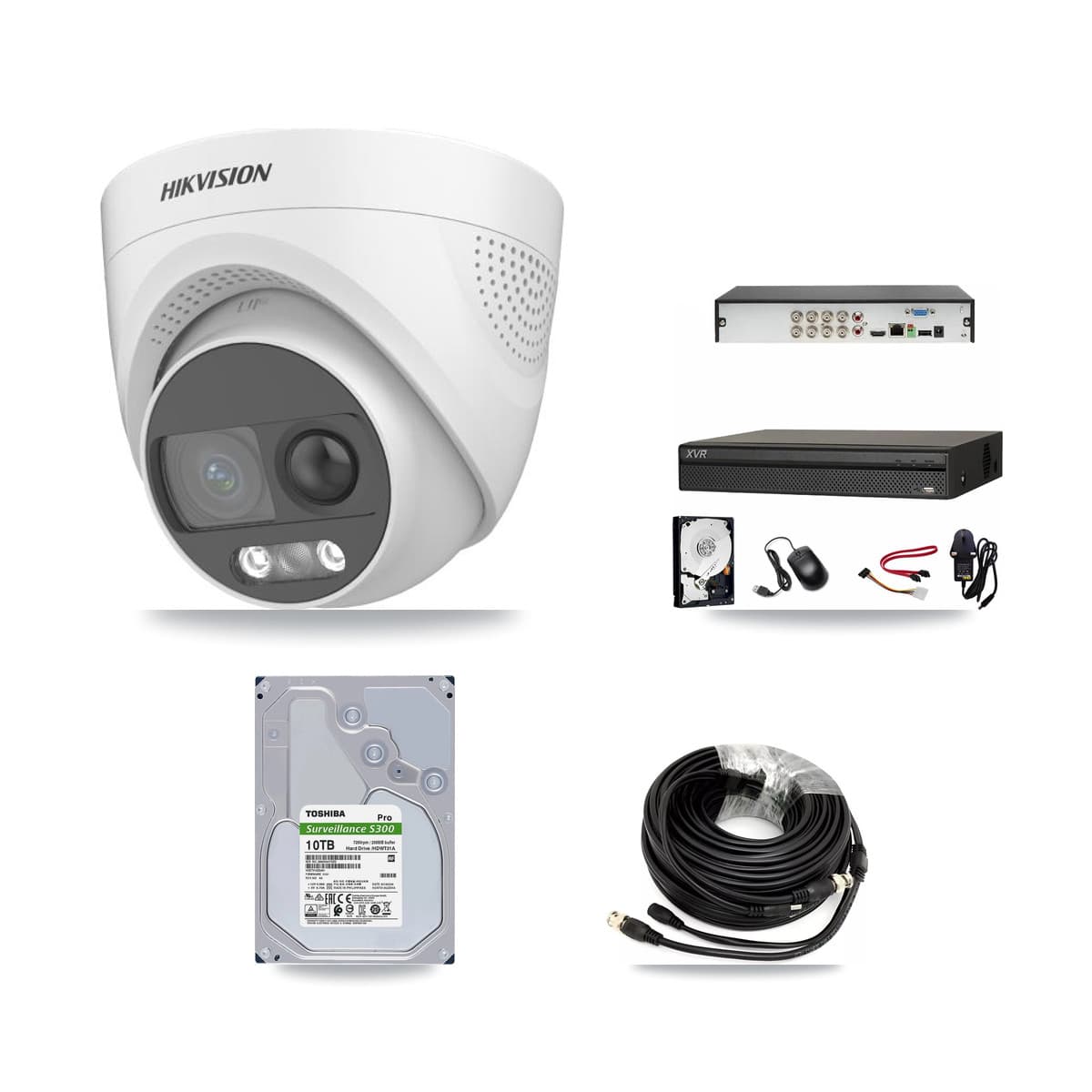 Hikvision & Dahua 8-Channel 5MP CCTV Kit — 7 DS-2CE72KF3T Turret Cameras + 10TB Recording (XVR-3108AD Recorder) - Image 1