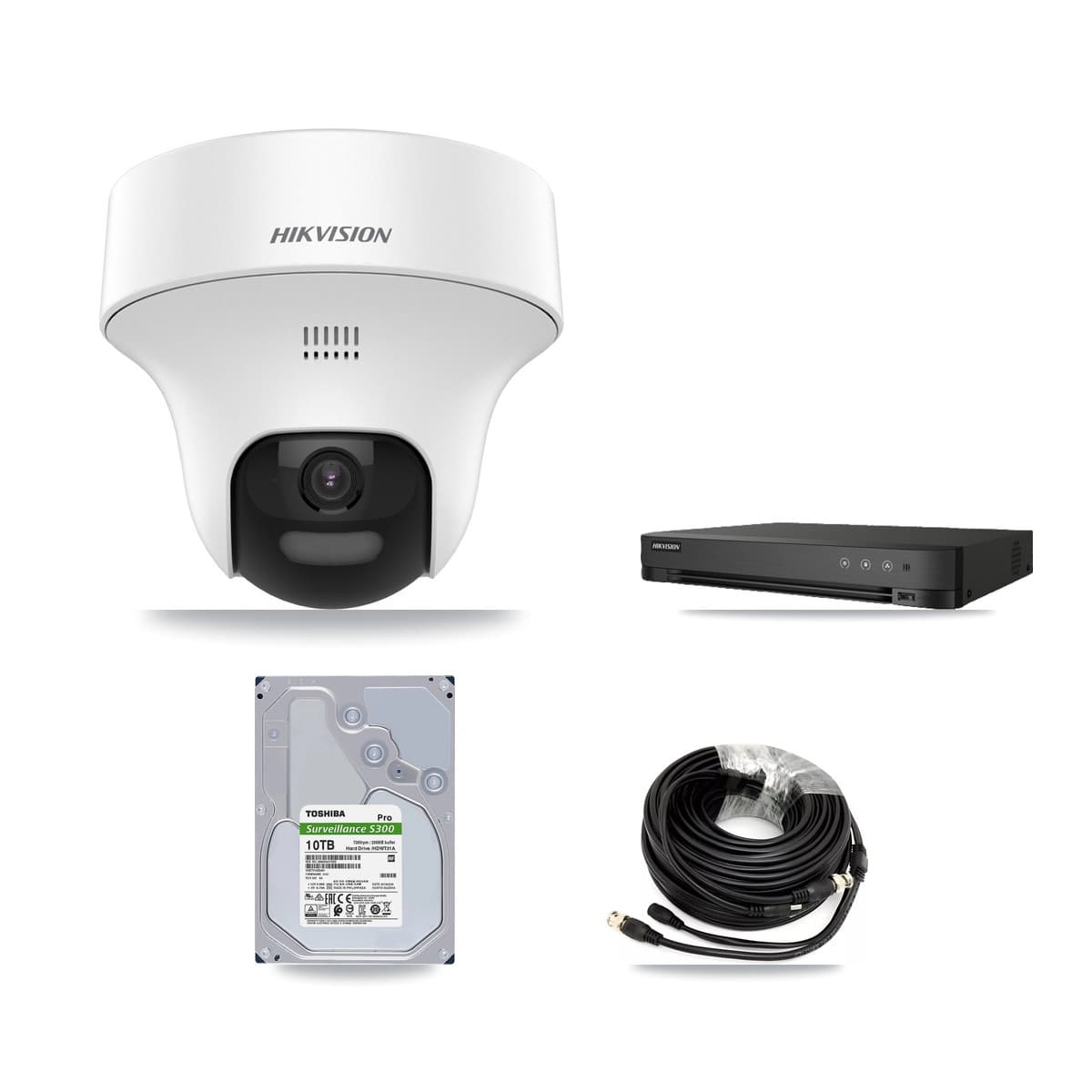 Hikvision 8-Channel 5MP CCTV Kit — 8 DS-2CE70K0T Turret Cameras + 10TB Recording (IDS-7208HQHI Recorder)
