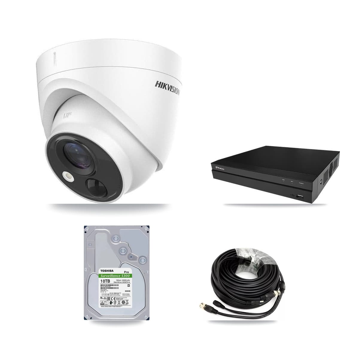 Hikvision & Prolux 8-Channel 5MP CCTV Kit — 8 DS-2CE71H0T Turret Cameras + 2× 10TB Recording