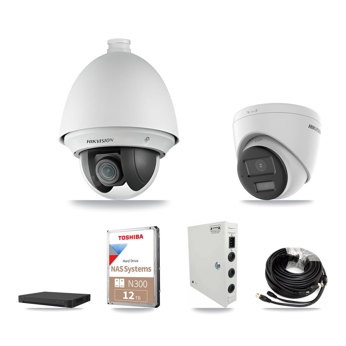 Hikvision 32-Channel 2MP – 5MP CCTV Kit — 20 DS-2AE4225T-A 2MP PTZ + 9 DS-2CE78K0T-LPTS 5MP Turret Cameras + 2× 12TB Recording (IDS-7232HQHI-M2/XT Recorder) - Image 1
