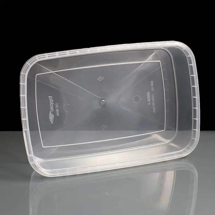 Reusable Food Containers with Lids, 800ml Rectangular Microwave & Freezer Safe, Toppac Takeaway Storage Boxes (Clear)