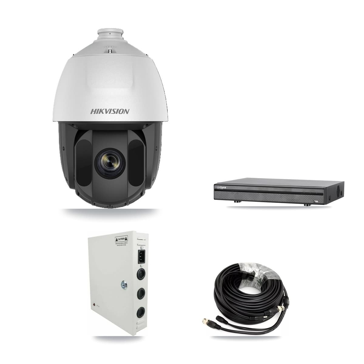 Hikvision & Dahua 8-Channel 2MP CCTV Kit — 4 DS-2AE5225TI PTZ Cameras + 3TB Recording (DH-XVR5108H Recorder) - Image 1