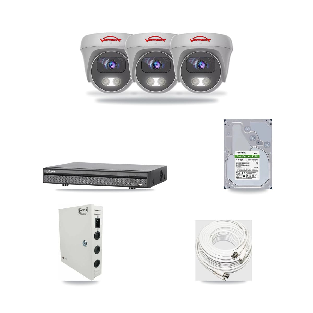 Viper & Dahua 8-Channel 5MP CCTV Kit — 3 Cameras + 10TB Recording - Image 1