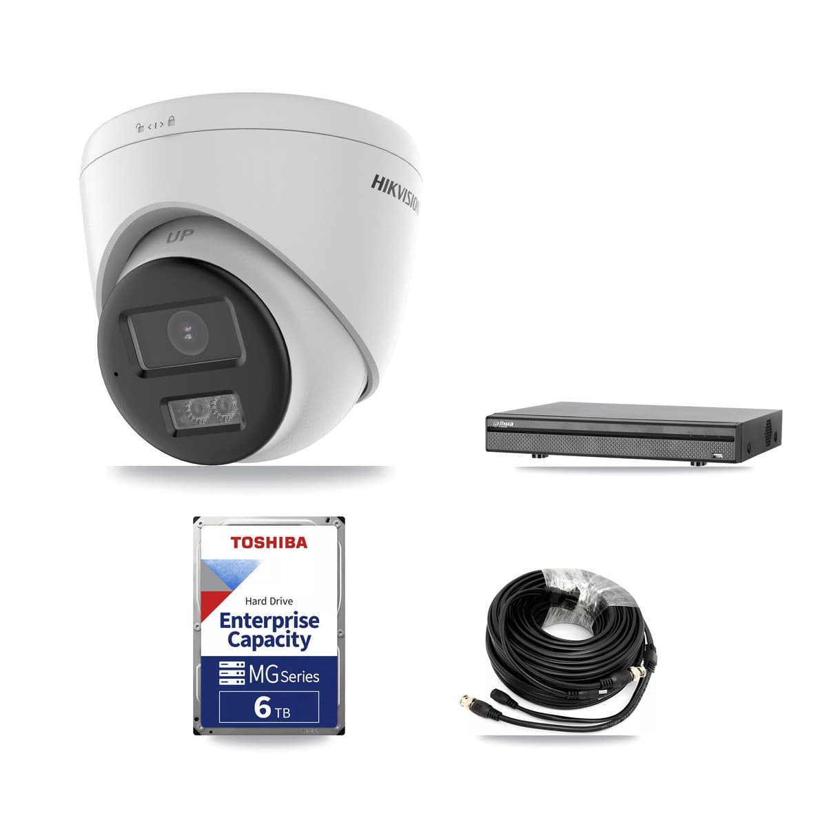 Hikvision & Dahua 8-Channel 5MP CCTV Kit — 1 DS-2CE78K0T + 4 DS-2CE78K0T Turret Cameras + 6TB Recording (DH-XVR5108H Recorder) - Image 1