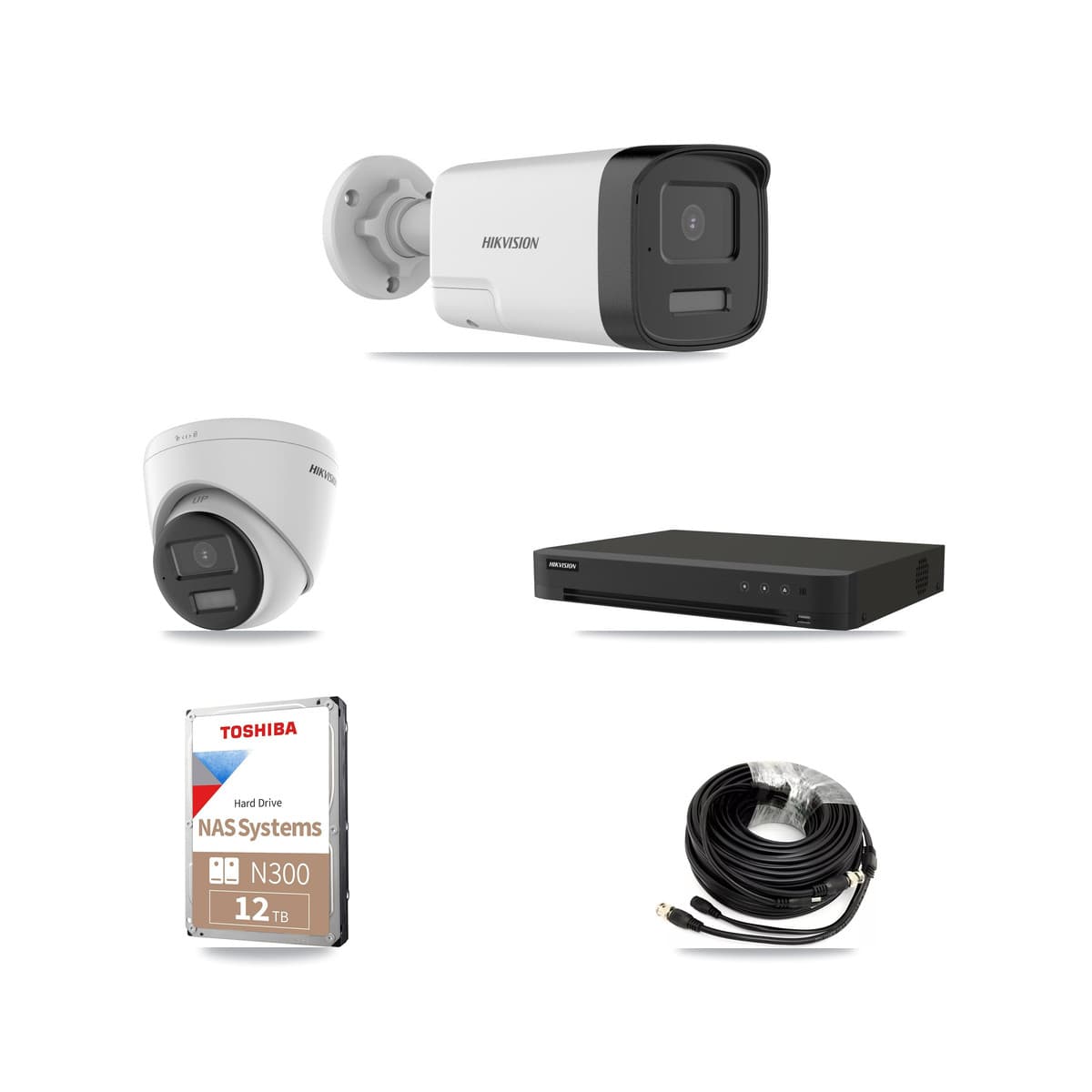 Hikvision 8-Channel 5MP – 4K CCTV Kit — 7 DS-2CE17K0T 5MP Bullet + 1 DS-2CE78U0T 4K Turret Cameras + 12TB Recording - Image 1