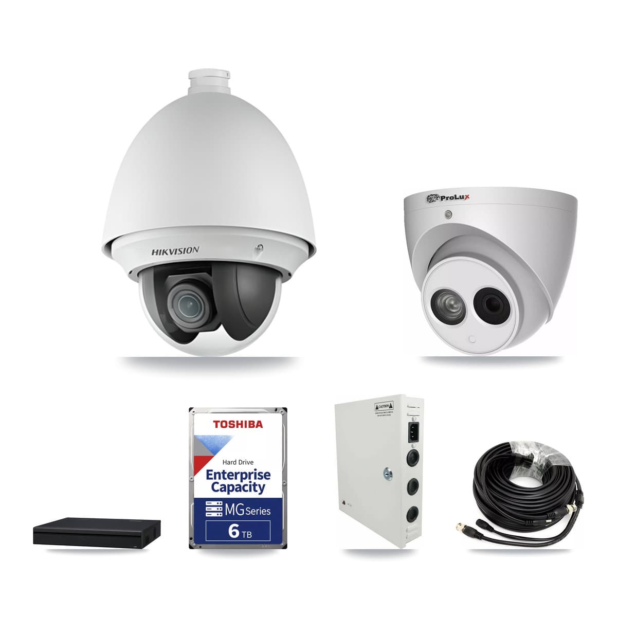 Hikvision & Prolux 8-Channel 2MP – 4MP CCTV Kit — 7 2MP PTZ + 1 4MP Turret Cameras + 6TB Recording (XVR-3108AD Recorder)