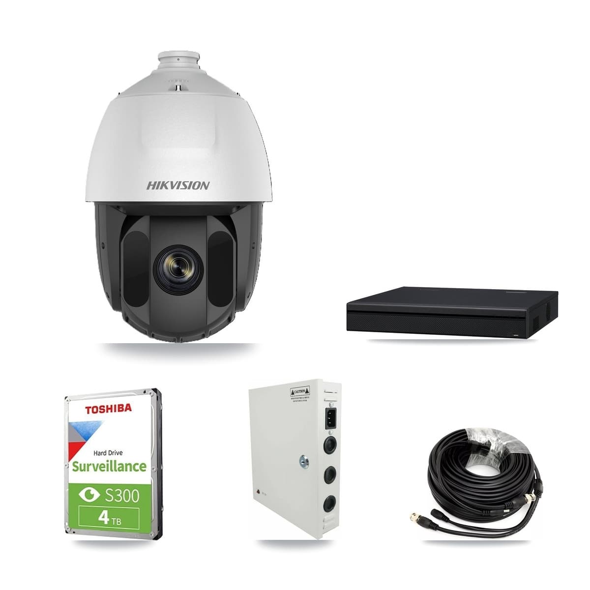 Hikvision 8-Channel 2MP CCTV Kit — 6 DS-2AE5225TI PTZ Cameras + 4TB Recording (XVR-3108AD Recorder) - Image 1