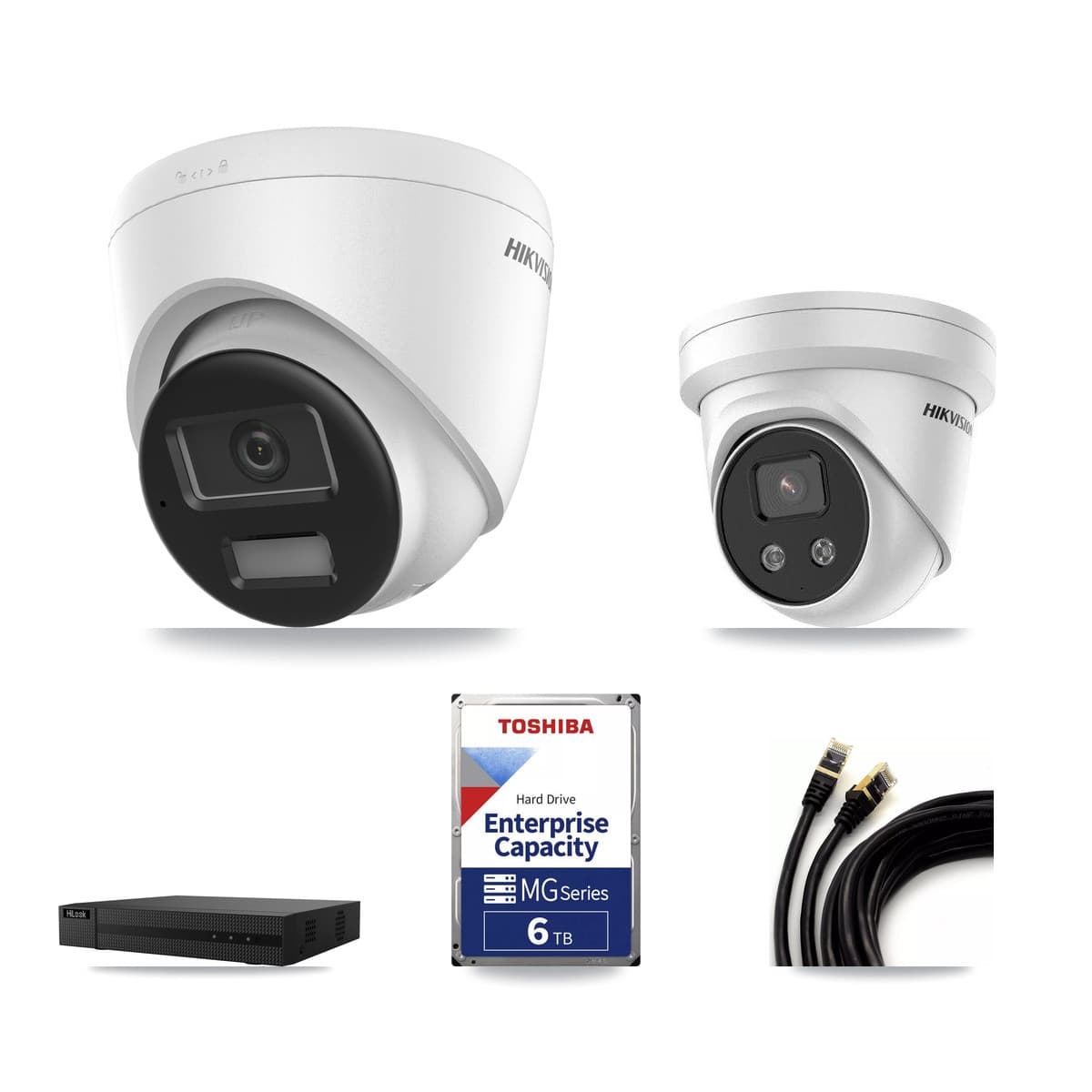 Hikvision & HiLook 8-Channel 5MP – 4K CCTV Kit — 2 4K + 1 5MP Turret Cameras + 6TB Recording