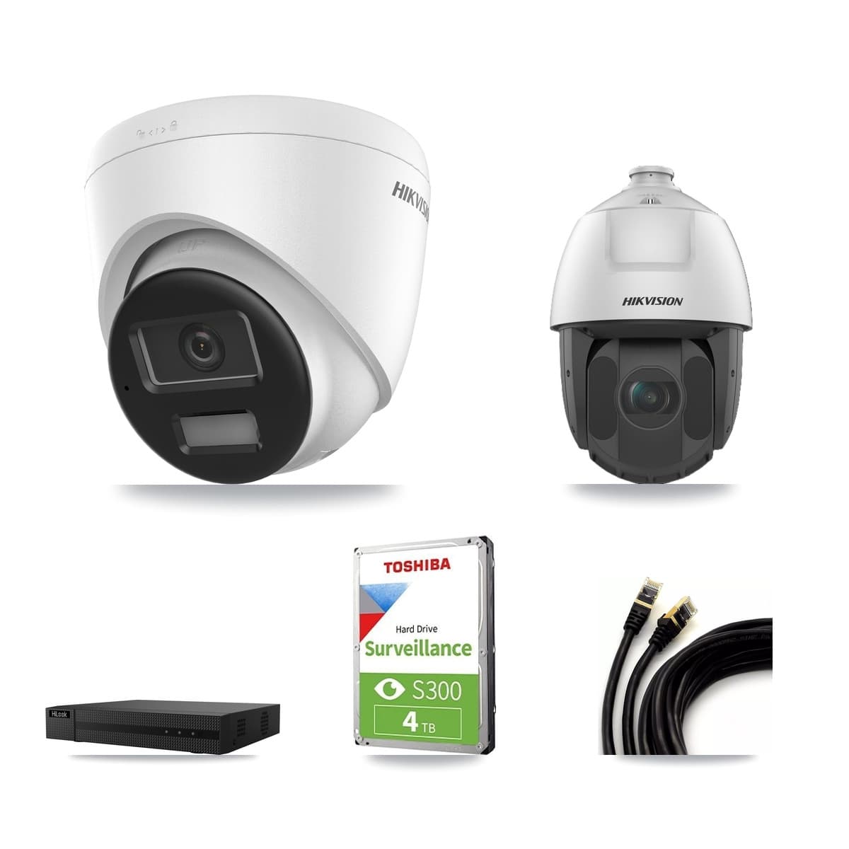 Hikvision & HiLook 8-Channel 2MP – 4K CCTV Kit — 1 4K Turret + 1 2MP PTZ Cameras + 4TB Recording - Image 1