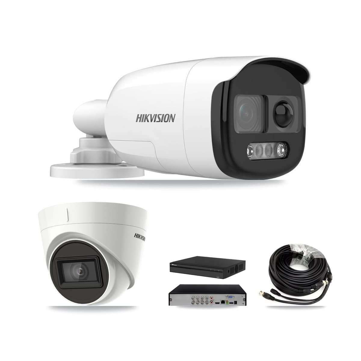 Hikvision & Prolux 8-Channel 5MP – 4K CCTV Kit — 2 DS-2CE12KF3T 5MP Bullet + 2 DS-2CE78U1T 4K Turret Cameras + 8TB Recording (PXD-5108HS Recorder) - Image 1