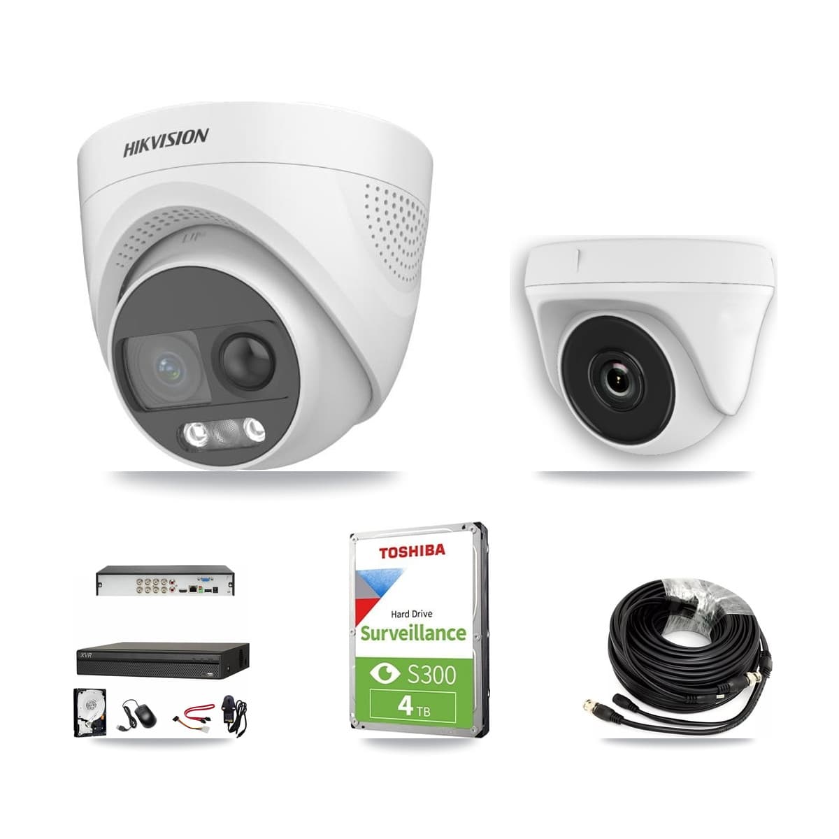 Hikvision & Dahua 8-Channel 2MP – 5MP CCTV Kit — 2 DS-2CE72KF3T 5MP Turret + 1 White HDT-2MP-N20W 2MP Dome Cameras + 4TB Recording - Image 1