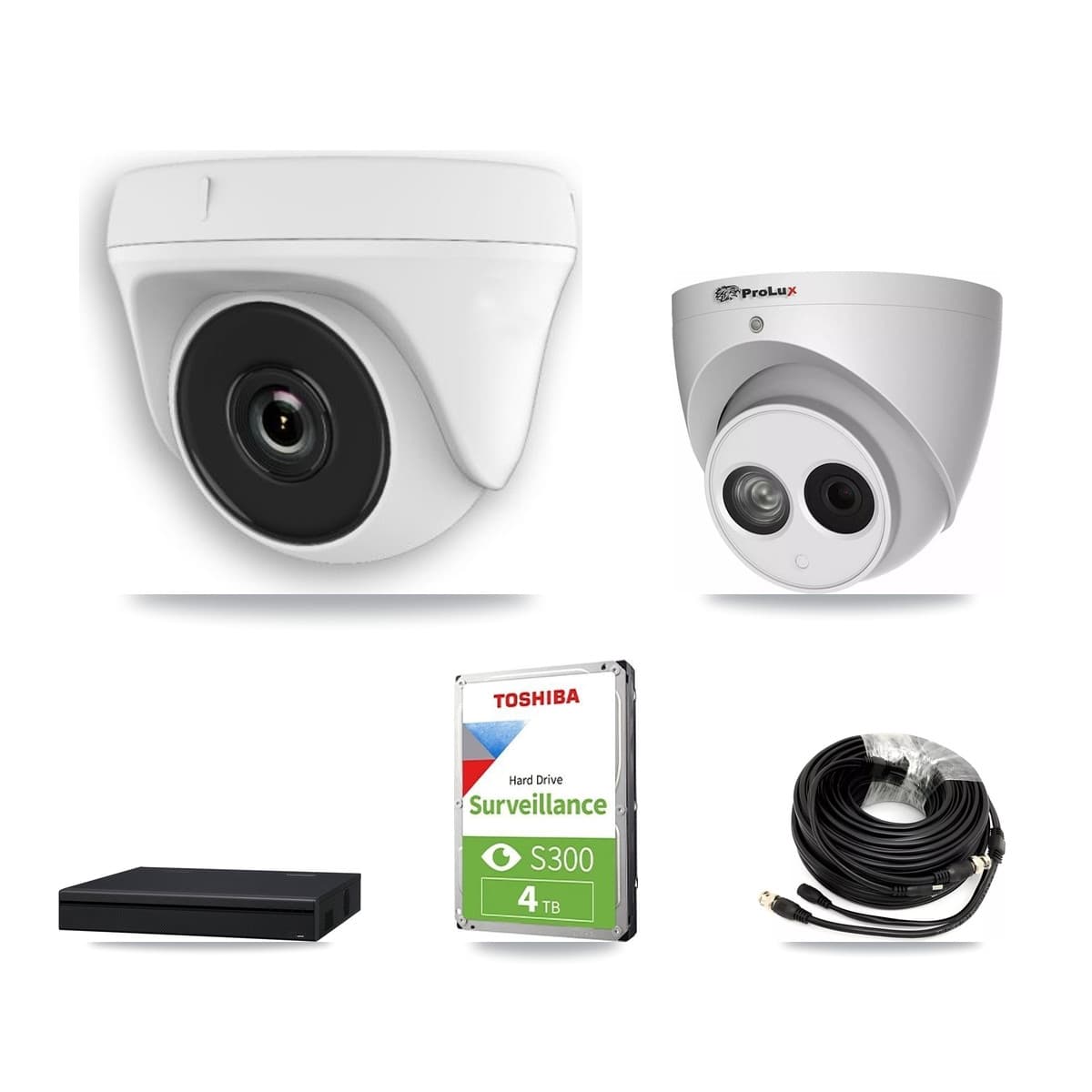 Prolux 8-Channel 2MP – 4MP CCTV Kit — 2 White 2MP Dome + 2 4MP Turret Cameras + 4TB Recording (XVR-3108AD Recorder) - Image 1
