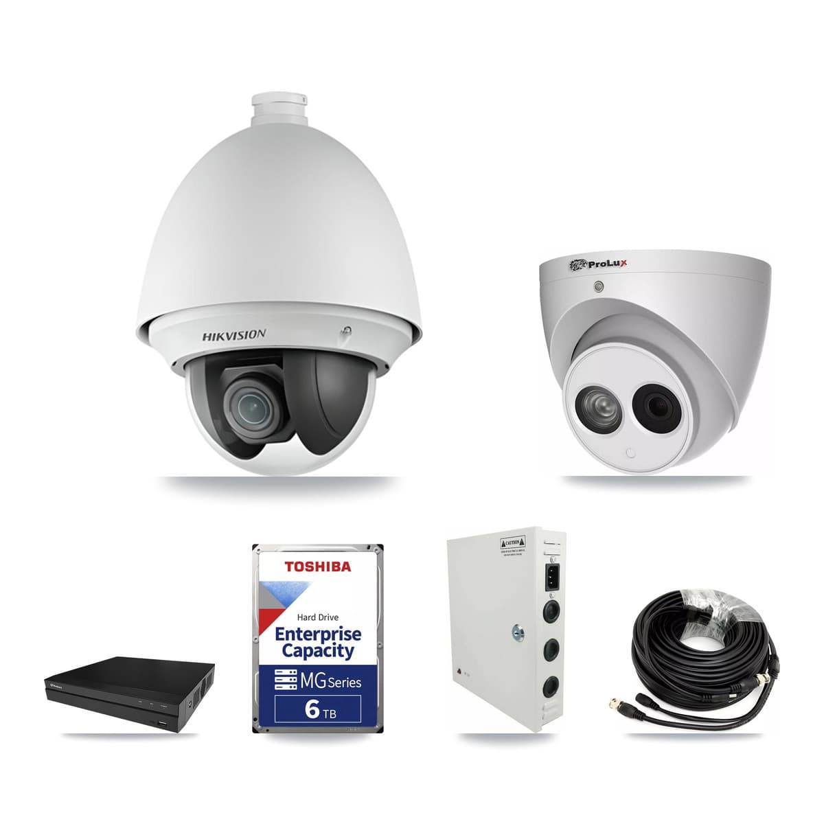 Hikvision & Prolux 8-Channel 2MP – 4MP CCTV Kit — 7 2MP PTZ + 1 4MP Turret Cameras + 6TB Recording (PXD-5208AN Recorder) - Image 1