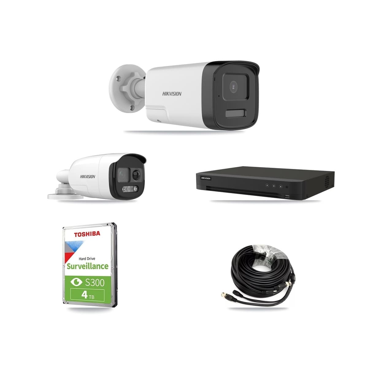 Hikvision 8-Channel 5MP CCTV Kit — 1 DS-2CE12KF3T-PIRXO + 2 DS-2CE17K0T-LXTS Bullet Cameras + 4TB Recording (IDS-7208HUHI-M1/XT Recorder) - Image 1