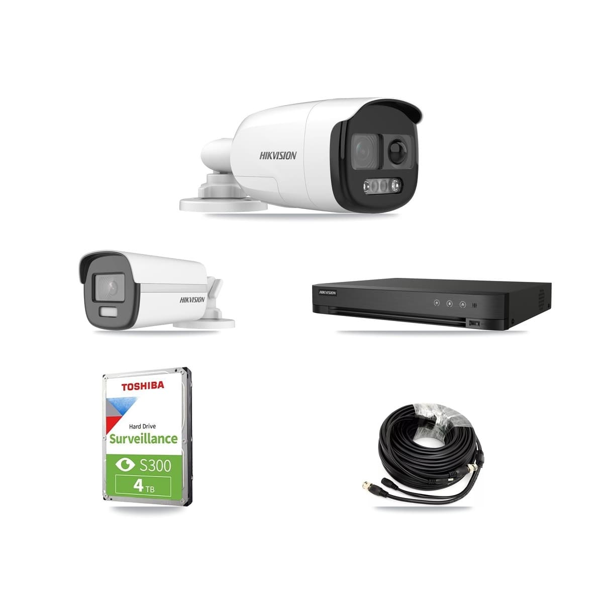 Hikvision 4-Channel 5MP – 4K CCTV Kit — 1 5MP + 1 4K Bullet Cameras + 4TB Recording (IDS-7204HUHI Recorder)