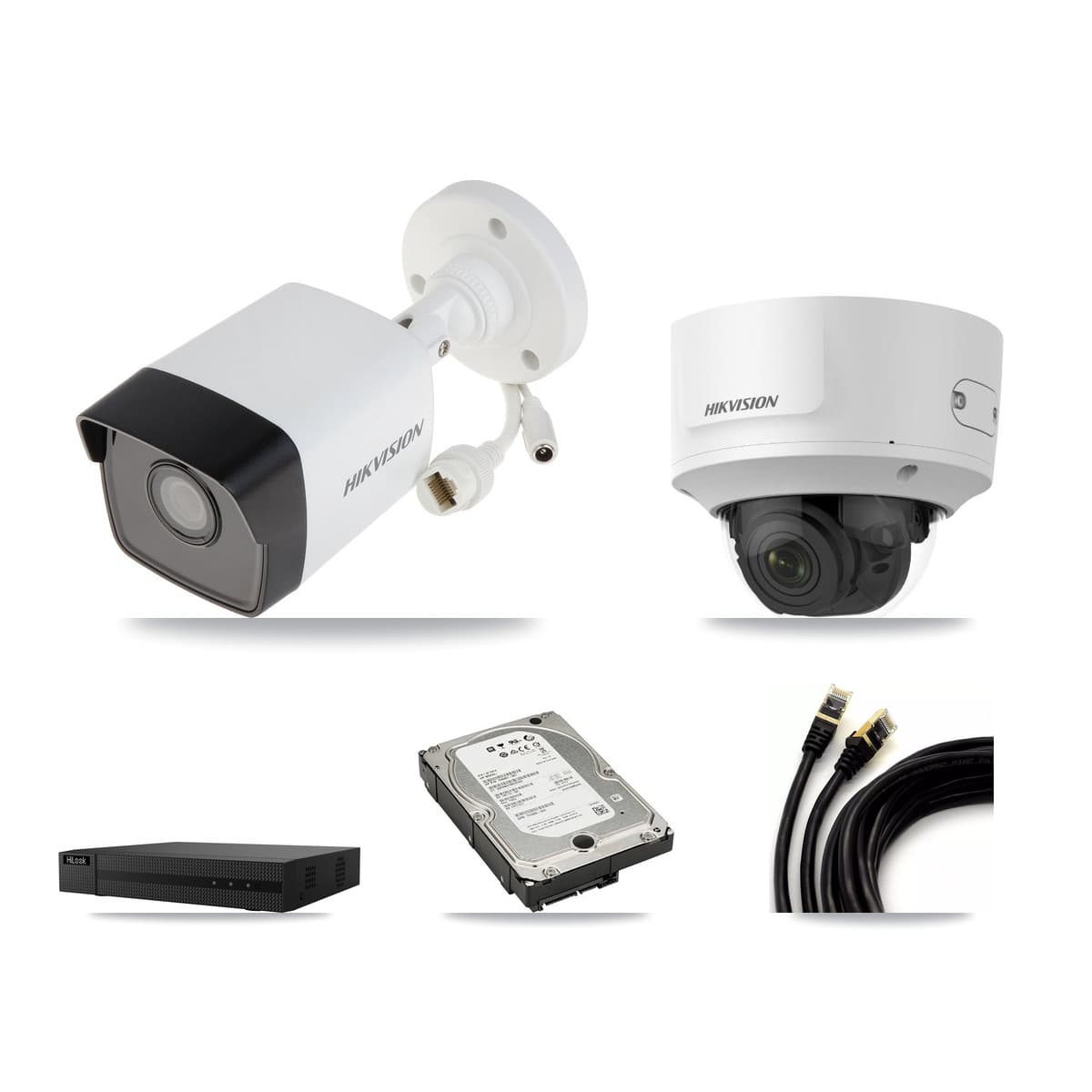 Hikvision & HiLook 8-Channel 2MP – 5MP CCTV Kit — 3 5MP Bullet + 1 2MP Dome Cameras + 5TB Recording (NVR-108MH-D Recorder) - Image 1