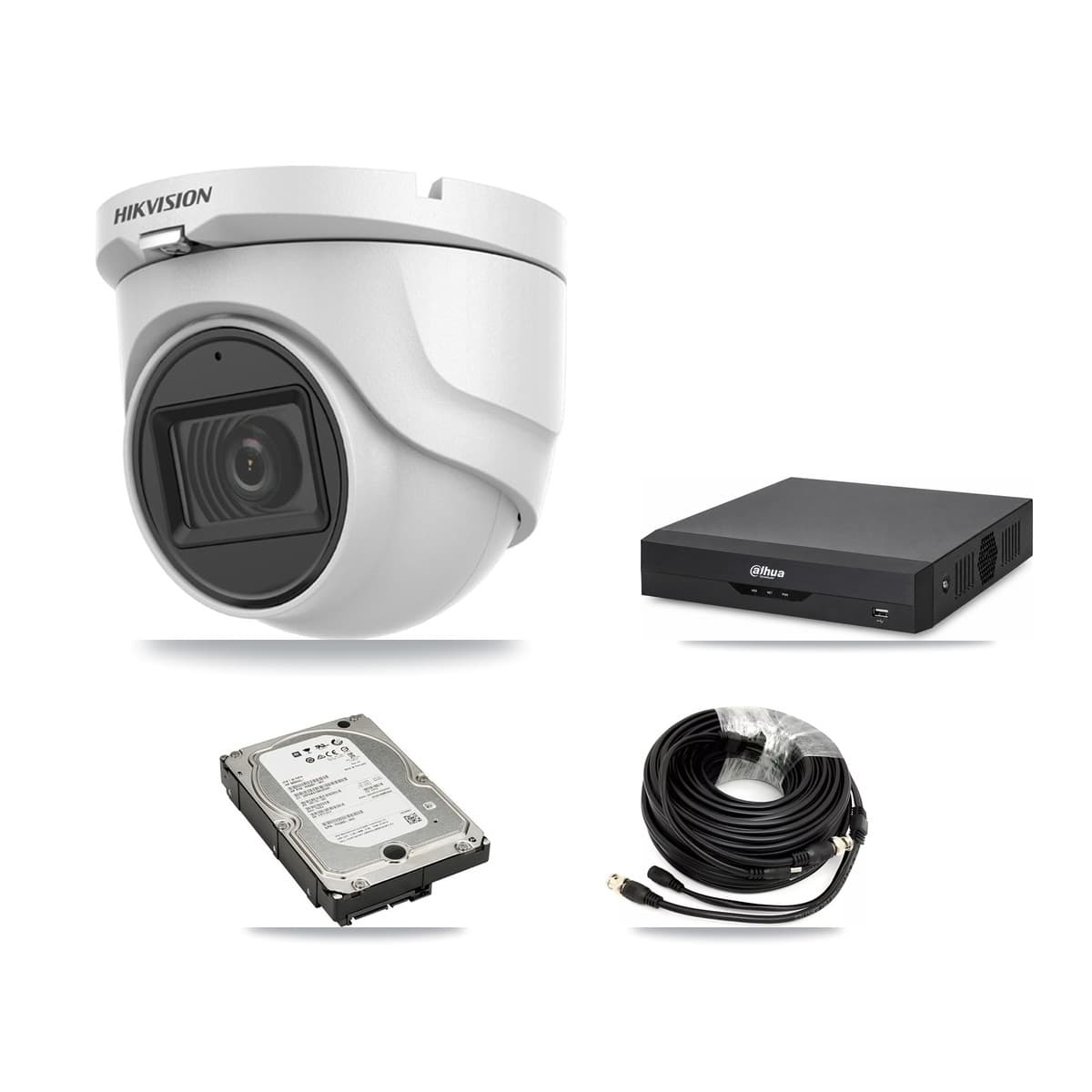 Hikvision & Dahua 4-Channel 5MP CCTV Kit — 4 DS-2CE76H0T Turret Cameras + 5TB Recording - Image 1